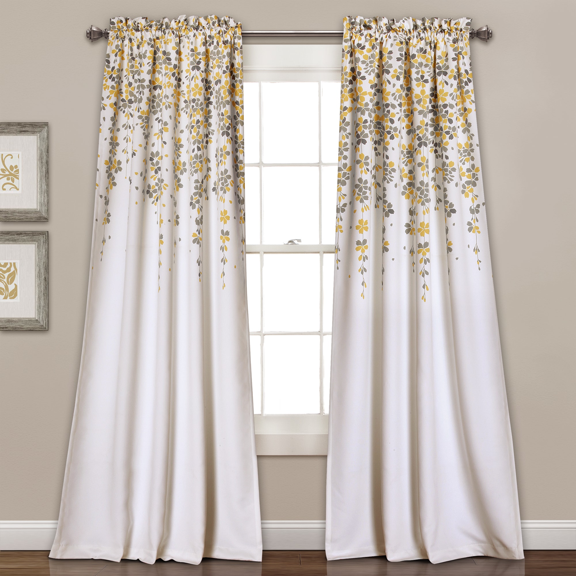 Lush Decor Weeping Flowers Room Darkening Curtain Panel Pair Fresh Topical Botanical Pattern Beige Linen Cotton Blend Fabric Room Darkening Curtains Decorate Interiors Elegant Look With These Country Style