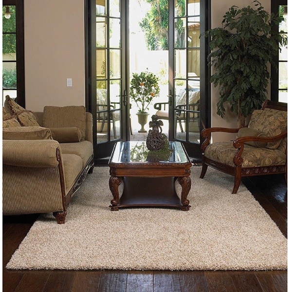 Shaw Uptown Girl Solid-colored Nylon/Polyester Premium Shag Area Rug (8' x 10')
