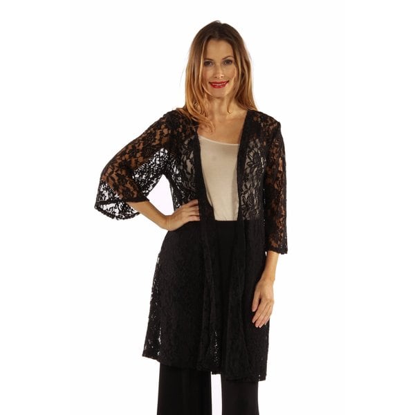 24/7 Comfort Apparel Women's Elegant Lace Cardigan Shrug