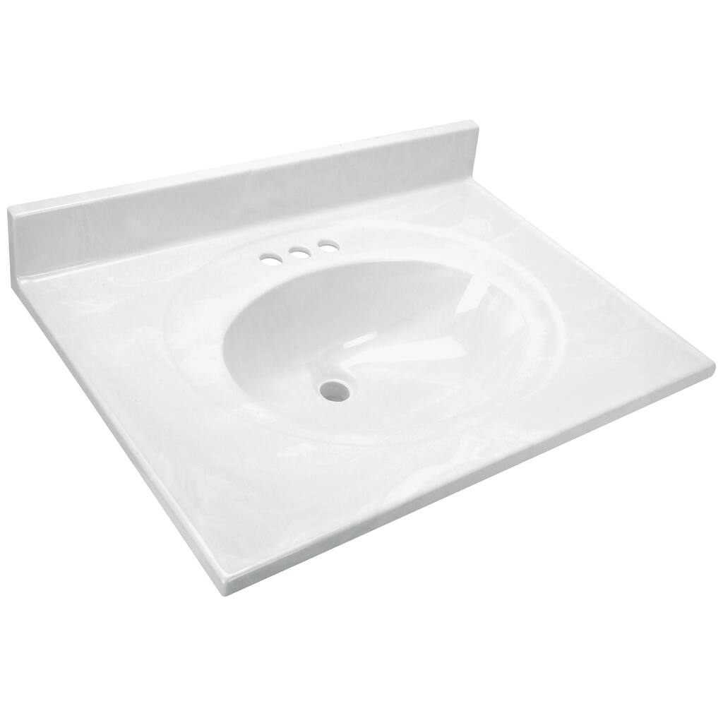 Hardware House 419457 25" X 22" White Marble Vanity Top