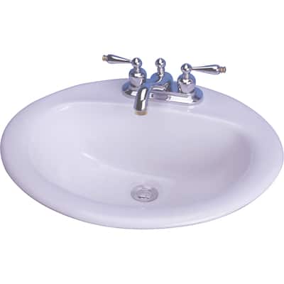 Cascadian Sanitary Ware L1290-8 20" x 17" White Oval Victor Drop In Lavatory Sink