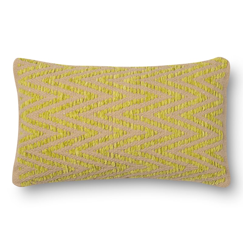 Woven Chevron Feather and Down Filled or Polyester Filled 12 x 22 Throw Pillow or Pillow Cover - N/A - Green