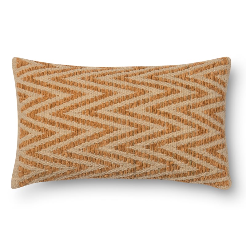 Woven Chevron Feather and Down Filled or Polyester Filled 12 x 22 Throw Pillow or Pillow Cover - N/A - Beige