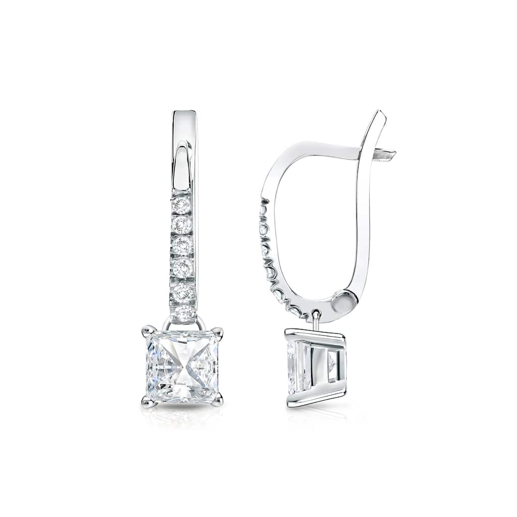 14k Gold 3/4ct TDW Princess Cut Diamond Dangle Earrings by Auriya (H-I, SI1-SI2)