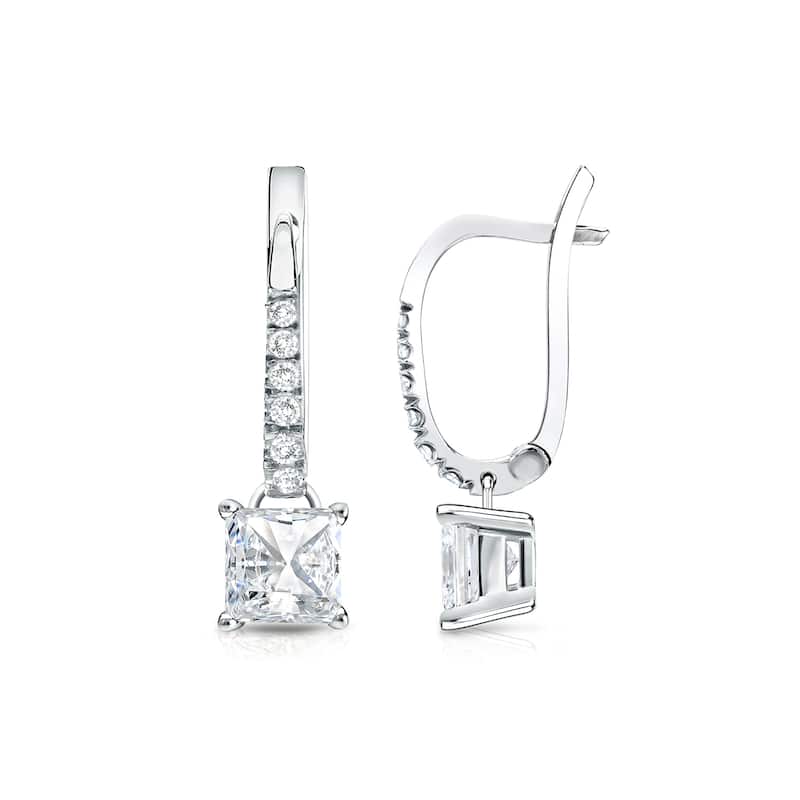 14k Gold 1ct TDW Princess Cut Diamond Dangle Earrings by Auriya