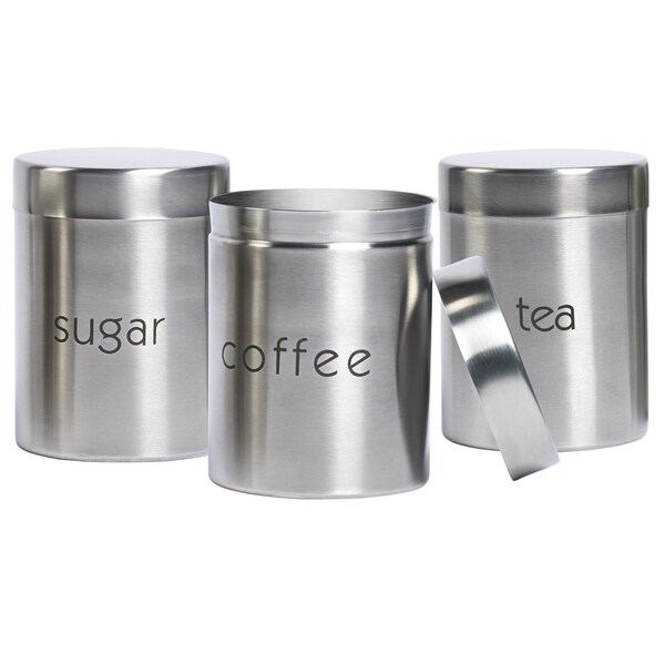 Stainless Steel 3-Piece Canister Set - On Sale - Bed Bath