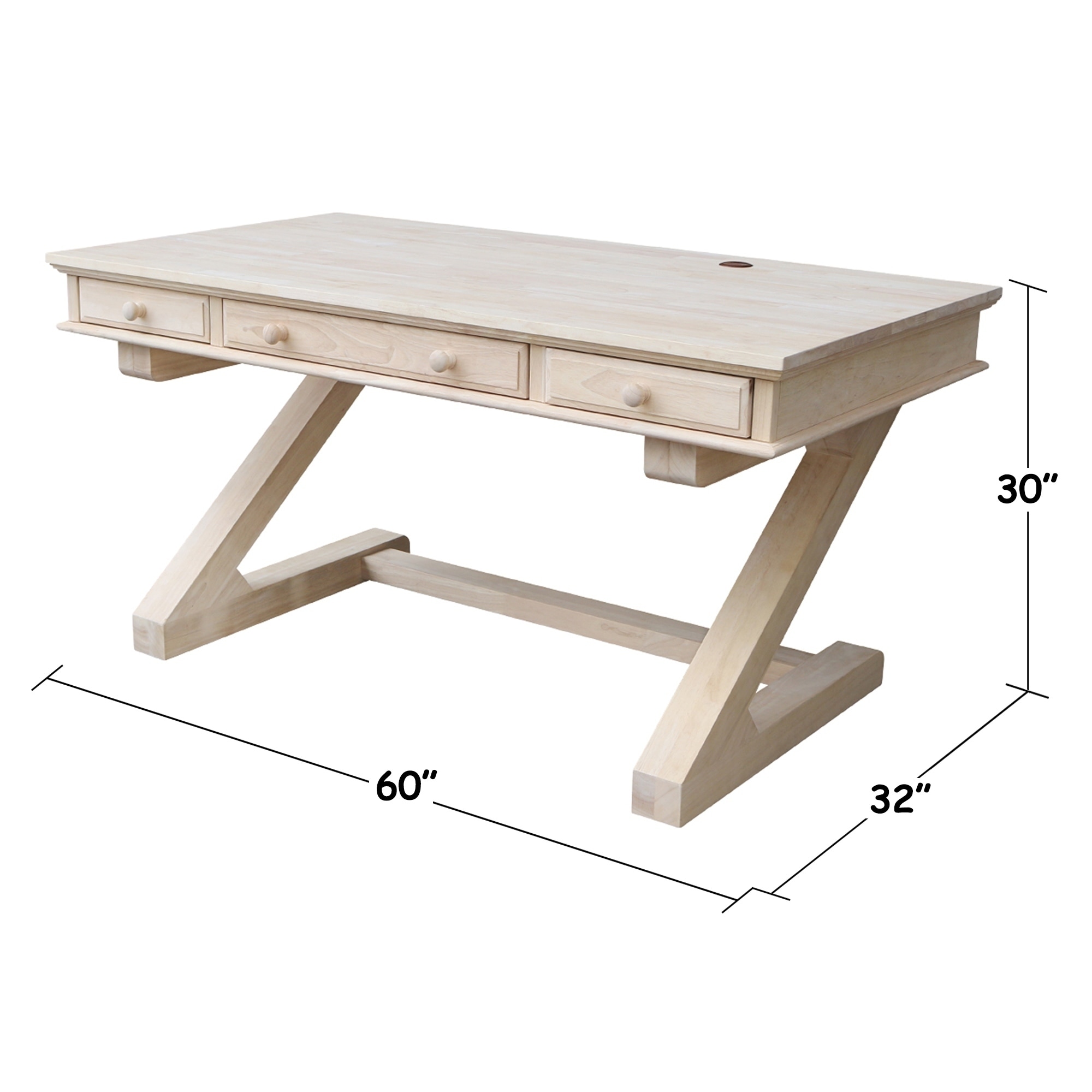 Solid Wood Framed 51 Study Desk and Hutch Set in Natural Finish