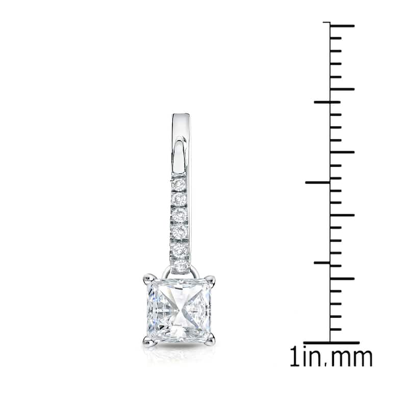 Auriya 14k Gold 1 1/4ct TDW Princess Cut Diamond Dangle Earrings by Auriya (H-I, SI1-SI2)