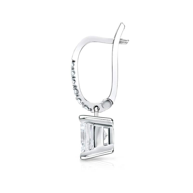 14k Gold 1 1/4ct TDW Princess Cut Diamond Dangle Earrings by Auriya (H-I, SI1-SI2)