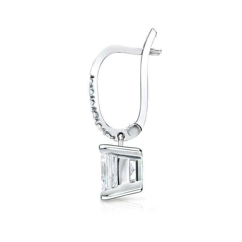 14k Gold 1 1/2ct TDW Princess Cut Diamond Dangle Earrings by Auriya (H-I, SI1-SI2)