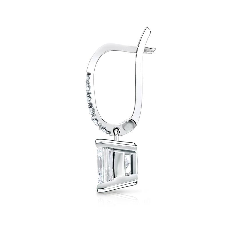 Auriya 14k Gold 1 1/2ct TDW Princess Cut Diamond Dangle Earrings by Auriya (H-I, SI1-SI2)