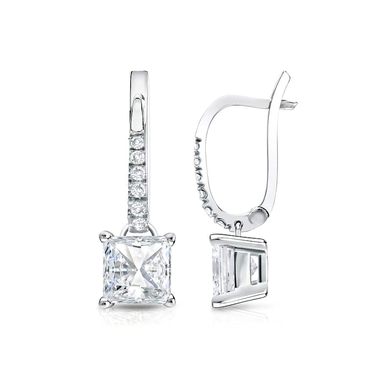 14k Gold 1 1/2ct TDW Princess Cut Diamond Dangle Earrings by Auriya (H-I, SI1-SI2)