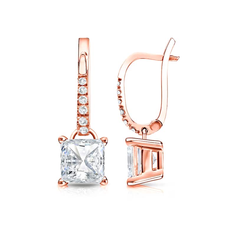 Auriya 14k Gold 2ctw Princess-cut Diamond Dangle Earrings (H-I, SI1-SI2)
