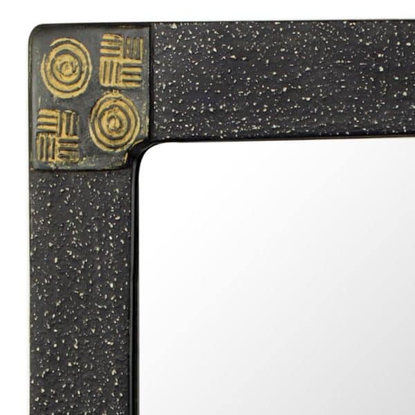 Handmade Sese Wood 'African Wisdom' Wall Mirror (Ghana) Black Bed