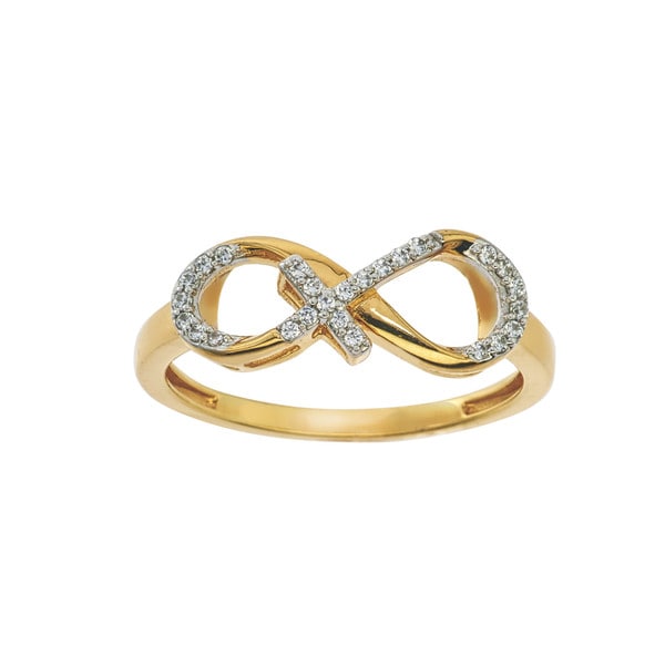 10k Yellow Gold 1/10ct TDW Diamond Infinity Cross Ring by Ever One