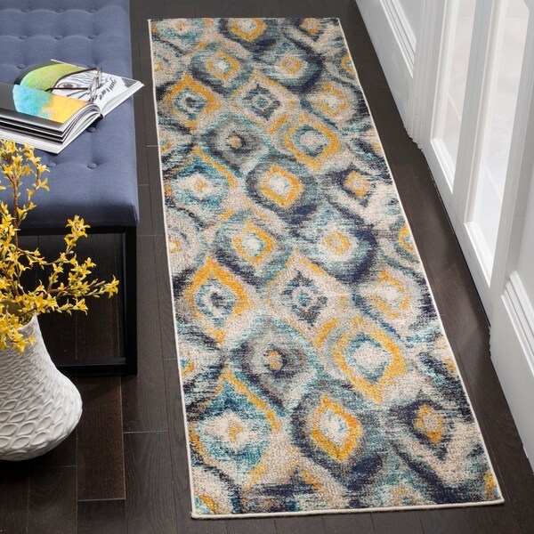 Safavieh Monaco Vintage Watercolor Blue/ Multicolored Distressed Rug - 2' 2 x 8'
