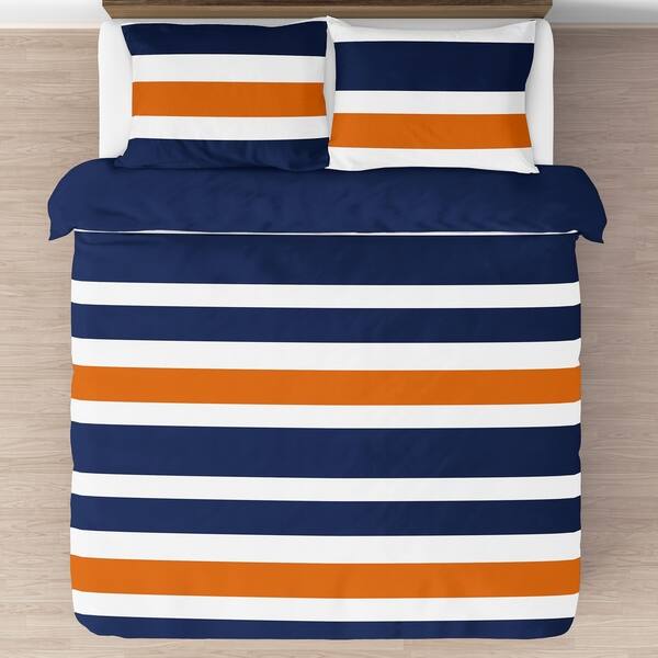 Shop Sweet Jojo Designs Navy Blue And Orange Stripe 3 Piece