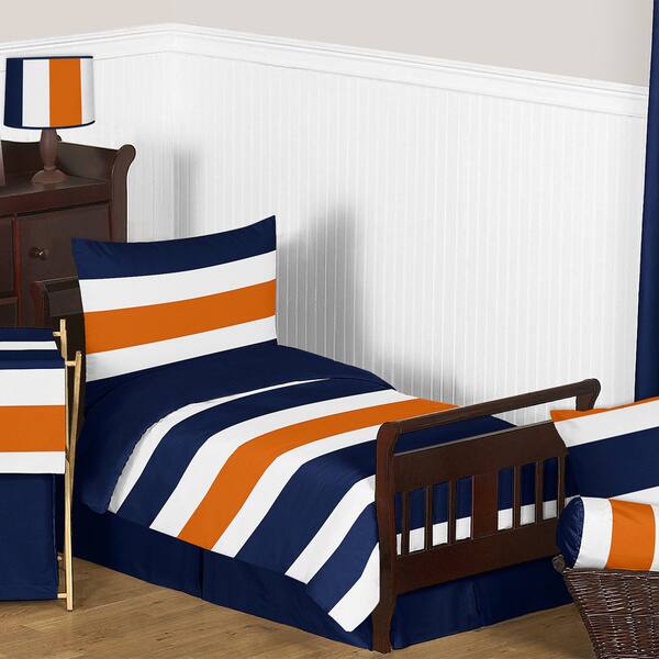 Shop Sweet Jojo Designs Navy Blue And Orange Stripe Comforter Set