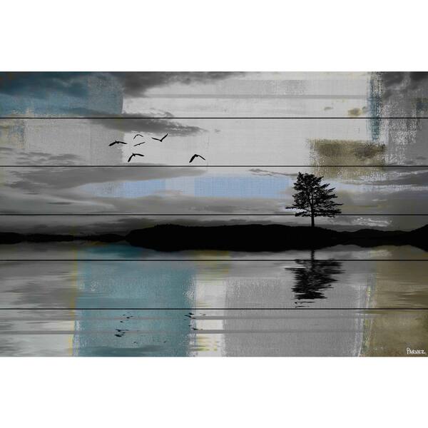 Handmade Parvez Taj - Tree Reflection Print on White Wood