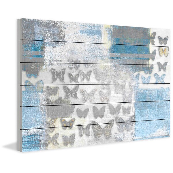 Handmade Parvez Taj - Butterfly Frenzy Print on White Wood