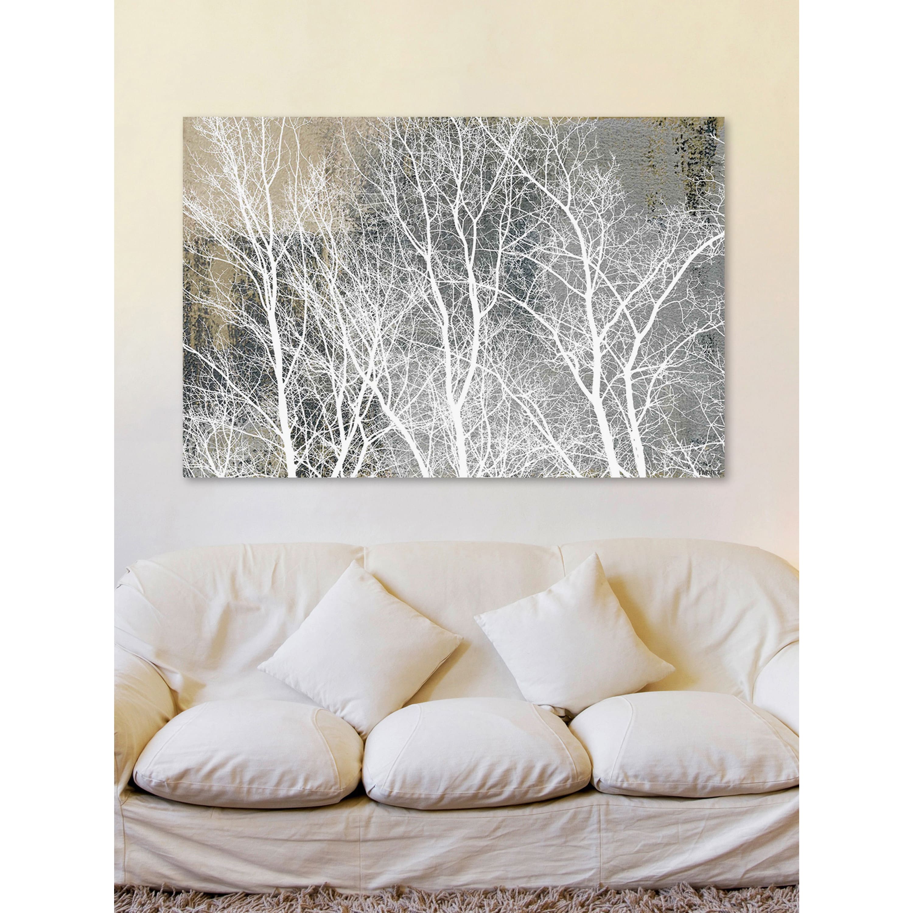 Handmade Parvez Taj - Frosty White Branches Print on Wrapped Canvas ...