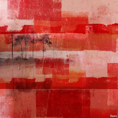 Parvez Taj - 'Shades of Red' Painting Print on Wrapped Canvas