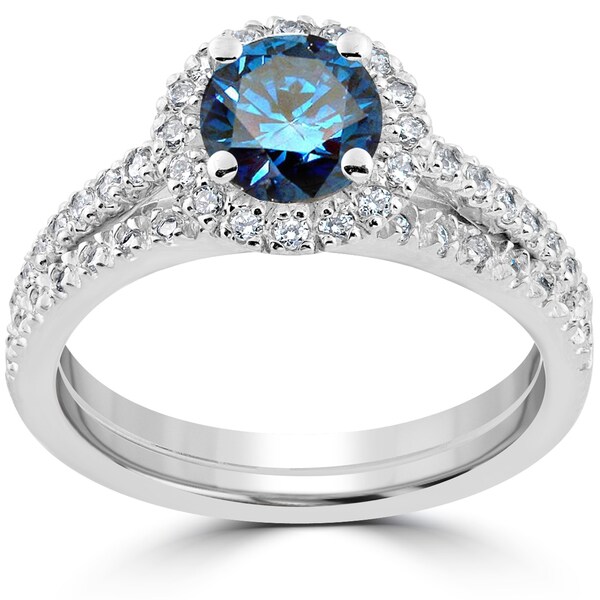 Shop 14k White Gold 1 3/8 ct TDW Blue & White Diamond ...
