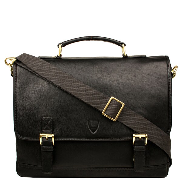 Shop Hidesign Hunter Black/Brown Leather Laptop-compatible Messenger Bag - On Sale - Free ...
