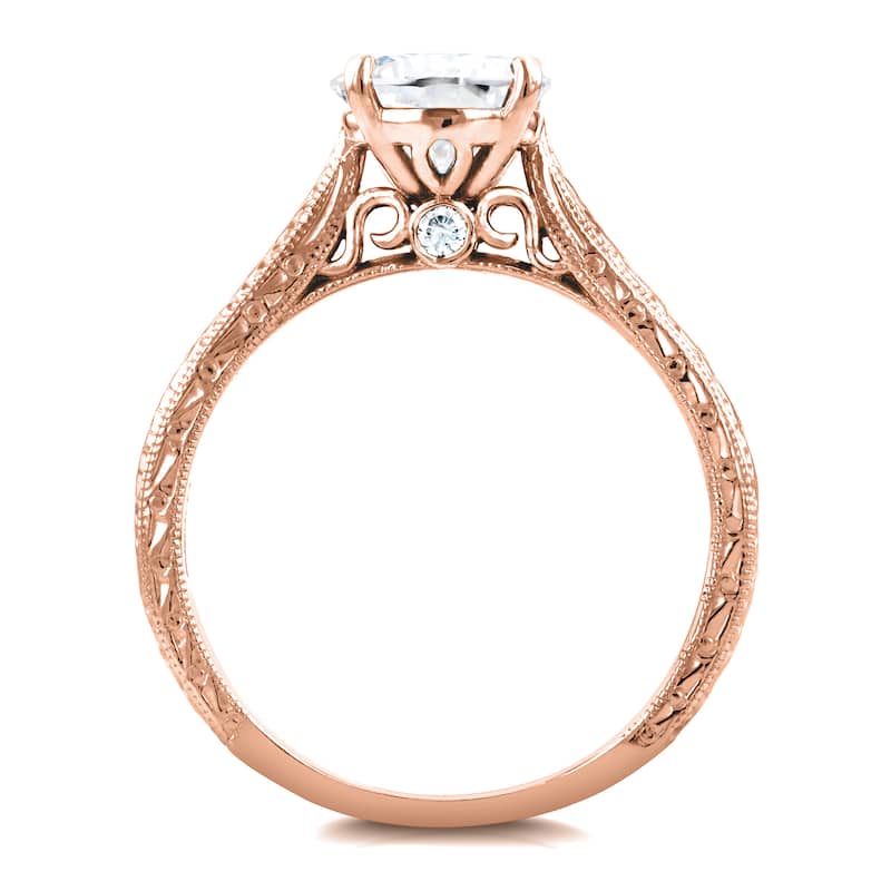 Annello by Kobelli 14k Rose Gold 1 1/2ct TGW Moissanite and Diamond Antique Cathedral Bridal Rings (GH/VS, GH/I)