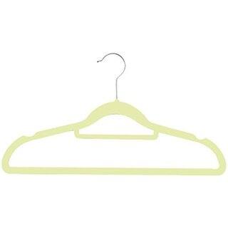 Basics Slim, Velvet, Non-Slip Clothes Suit Hangers, Ivory/Silver - Pack of 100