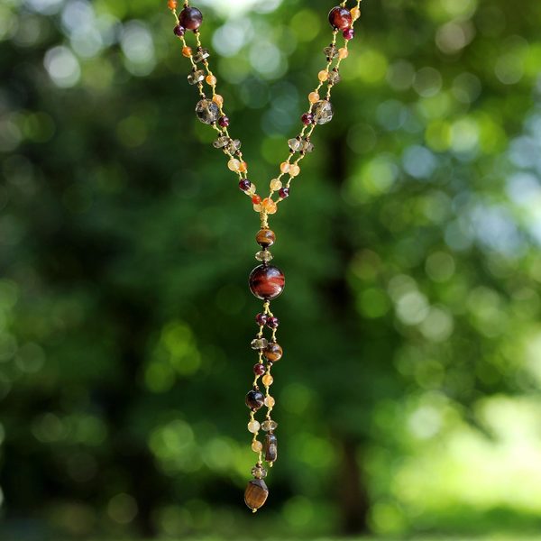 Handmade Sterling Silver 'Lovely' Multi-gemstone Necklace (Thailand). Opens flyout.