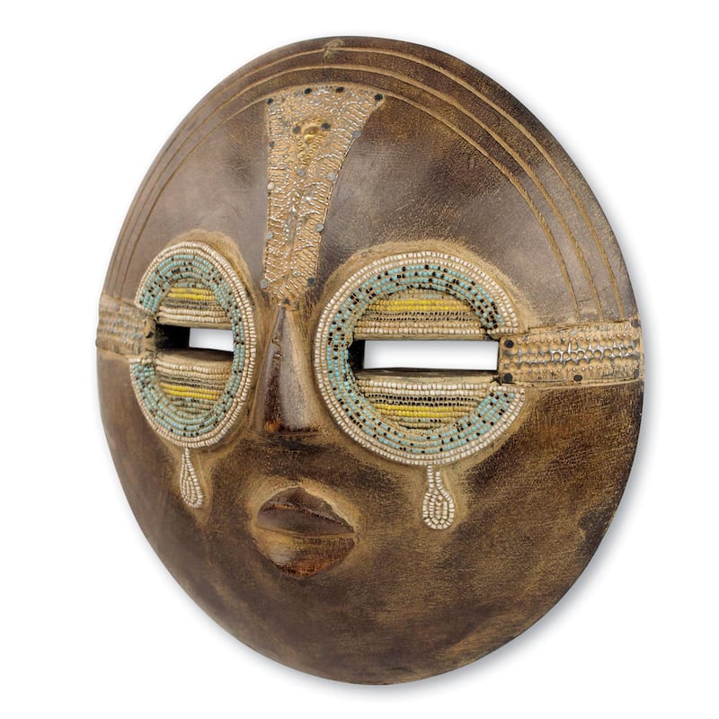 Handmade Tears of Joy Sese Wood Beaded Mask (Ghana)