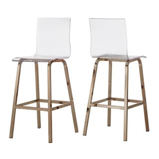 iNSPIRE Q Miles Clear Acrylic Swivel High Back Bar Stools with Back (Set of 2)
