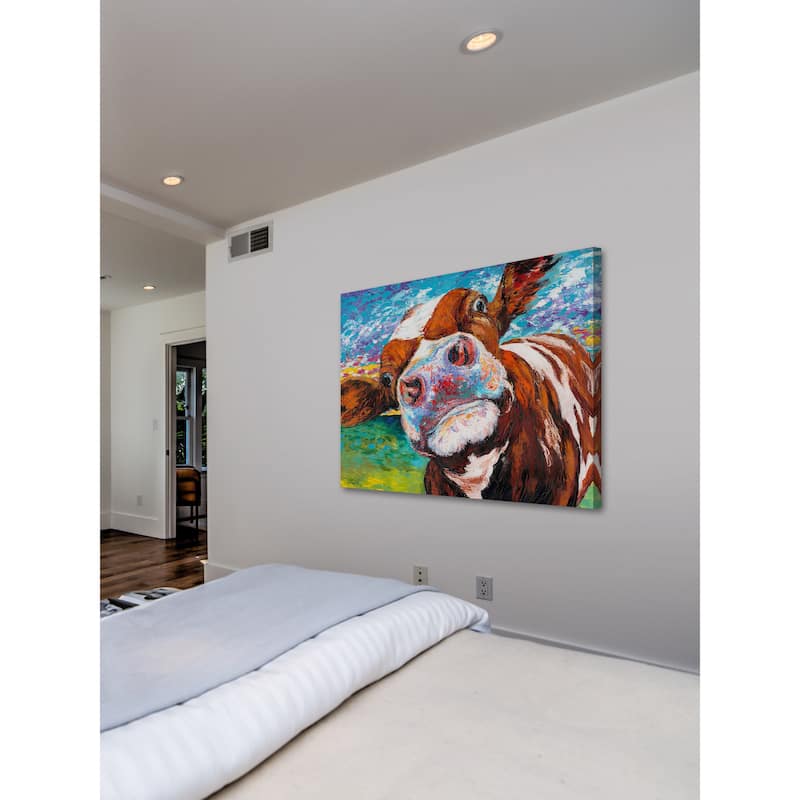 Marmont Hill - 'Curious Cow I' Painting Print on Wrapped Canvas