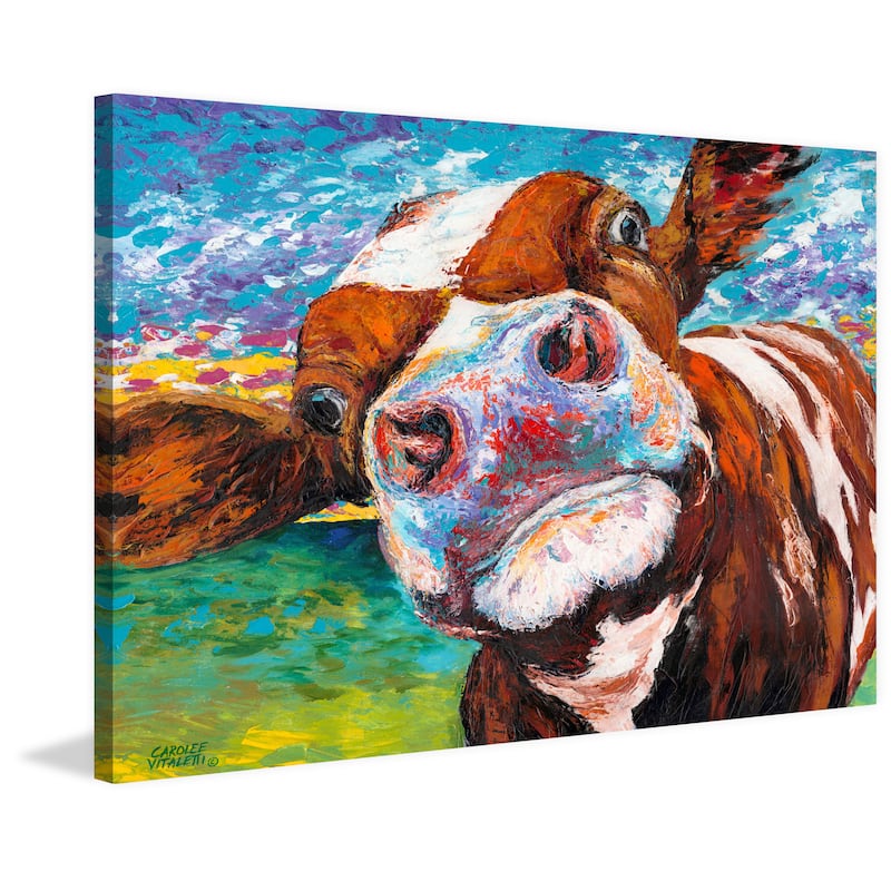 Marmont Hill - 'Curious Cow I' Painting Print on Wrapped Canvas