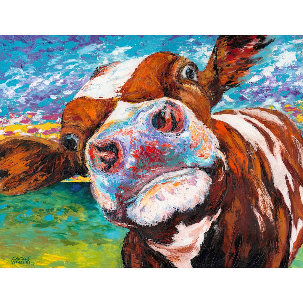 Marmont Hill - 'Curious Cow I' Painting Print on Wrapped Canvas
