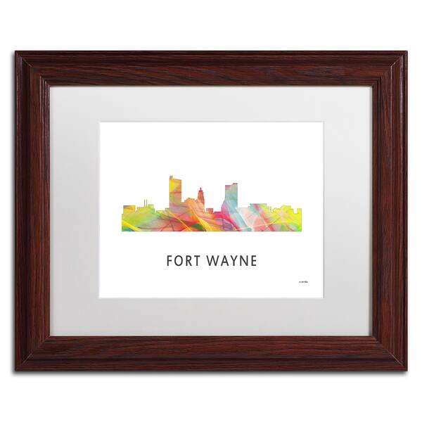 Marlene Watson 'Fort Wayne Indiana Skyline WB1' Matted Framed Art Overstock 12951871