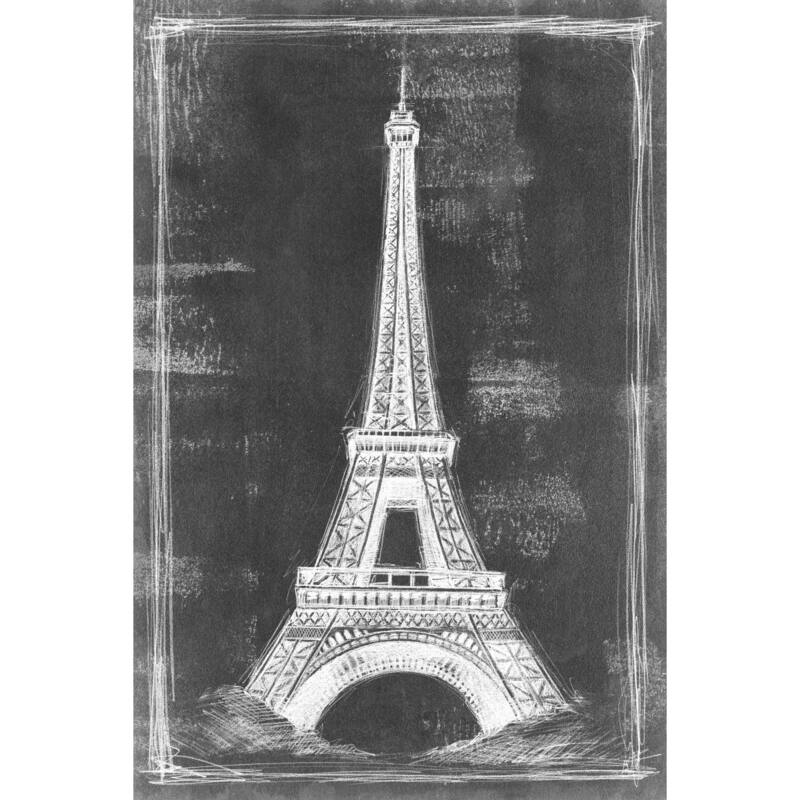 Marmont Hill - 'Eiffel Tower Blueprint' Painting Print on Wrapped Canvas - Multi-Color