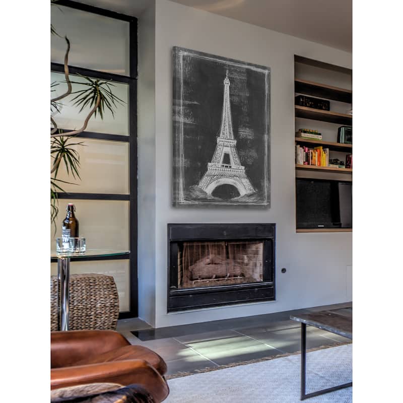 Marmont Hill - 'Eiffel Tower Blueprint' Painting Print on Wrapped Canvas - Multi-Color