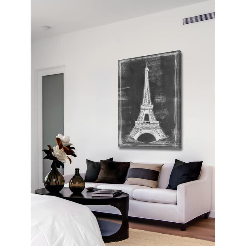 Marmont Hill - 'Eiffel Tower Blueprint' Painting Print on Wrapped Canvas - Multi-Color