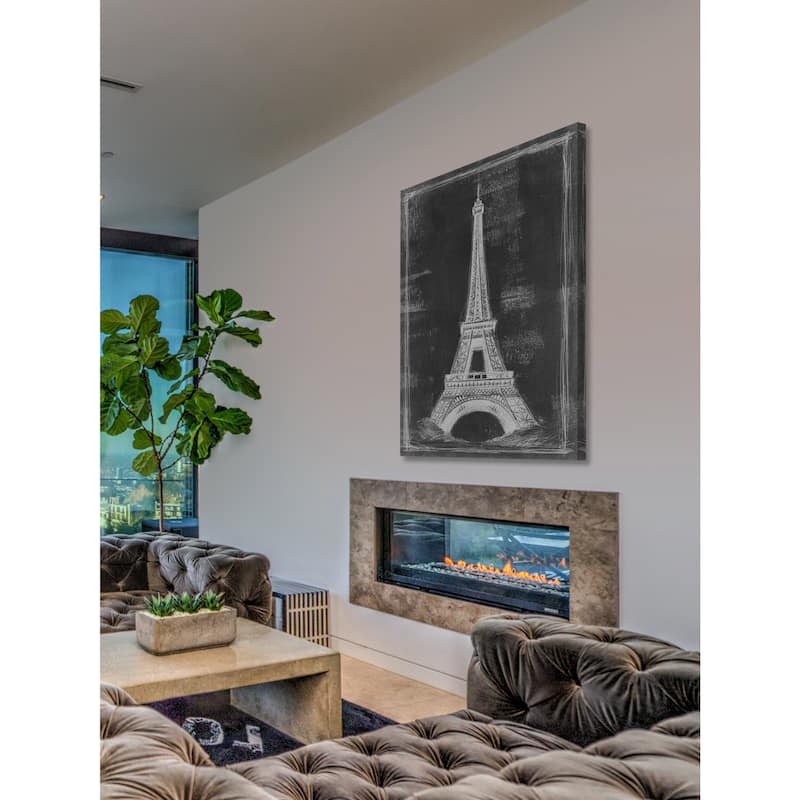 Marmont Hill - 'Eiffel Tower Blueprint' Painting Print on Wrapped Canvas - Multi-Color