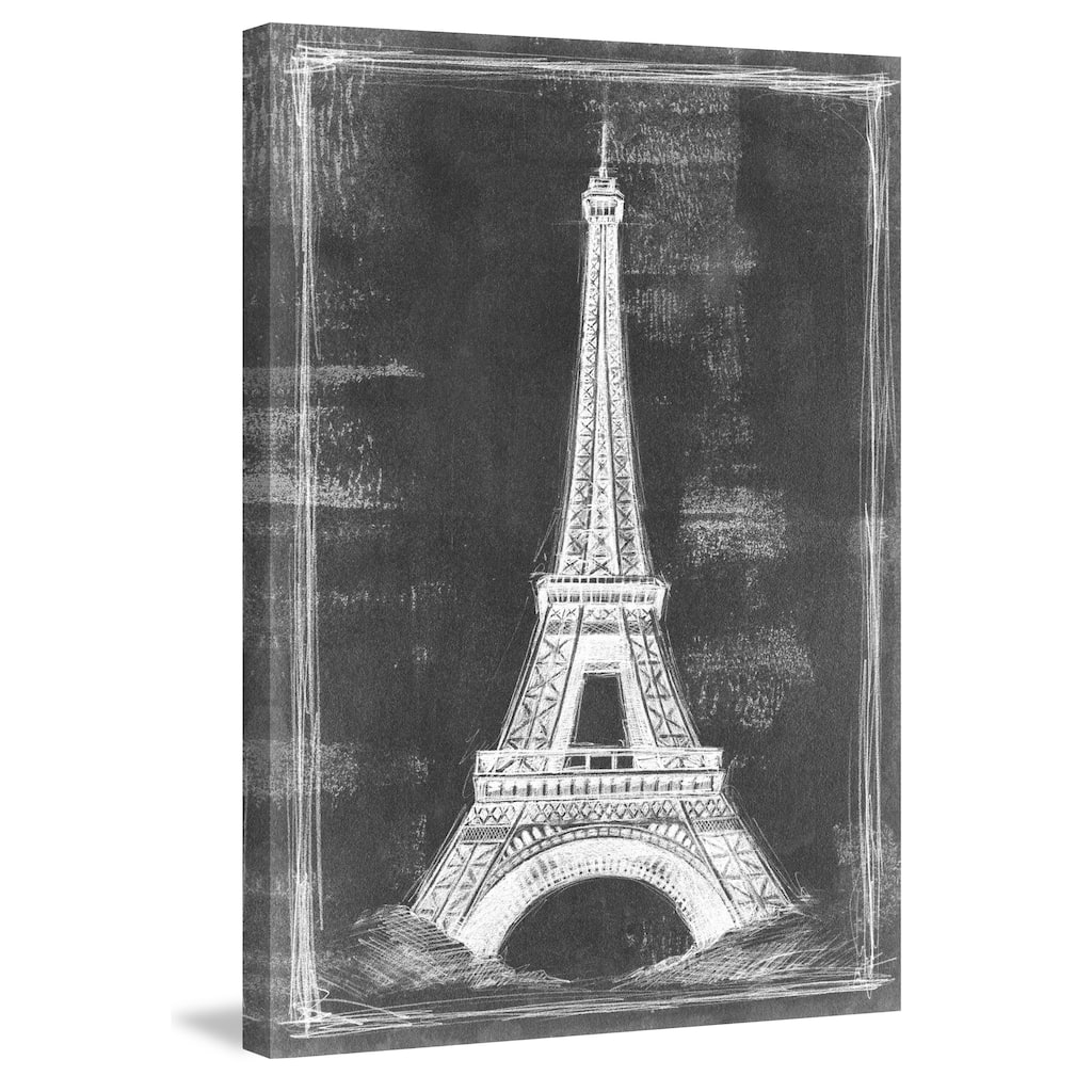 Marmont Hill - 'Eiffel Tower Blueprint' Painting Print on Wrapped Canvas - Multi-Color