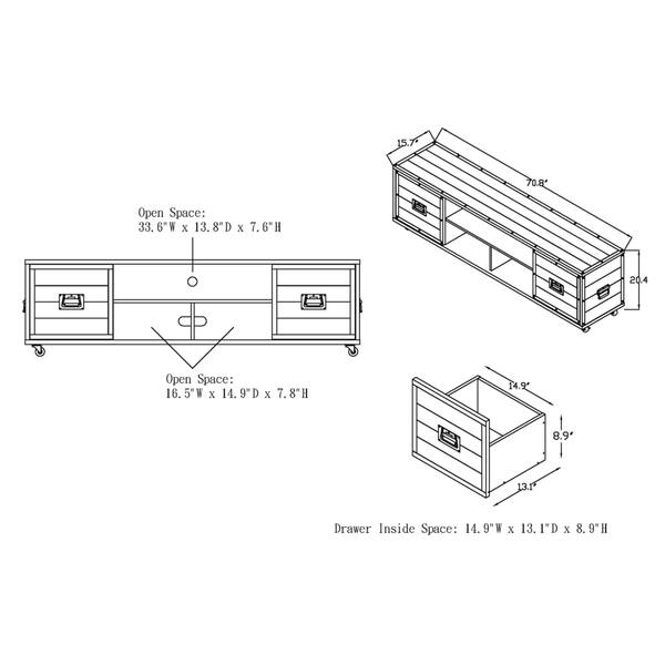 Yed Urban 70inch Metal Multifunctional Storage TV Console by