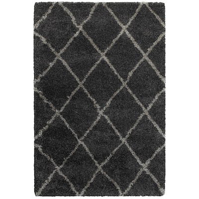 Style Haven Suncrest Charcoal Lattice Shag Area Rug