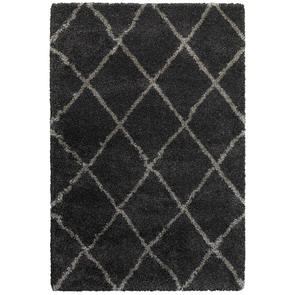 Style Haven Suncrest Charcoal Lattice Shag Area Rug