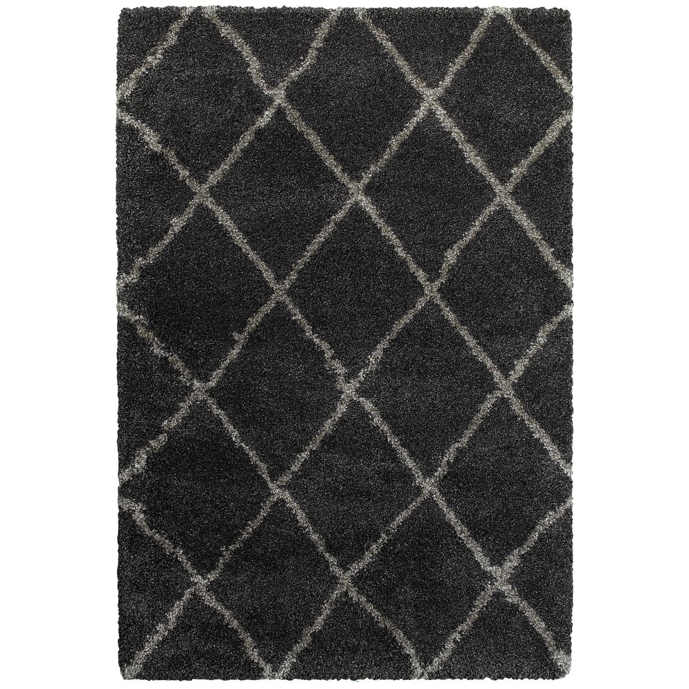 Style Haven Suncrest Charcoal Lattice Shag Area Rug