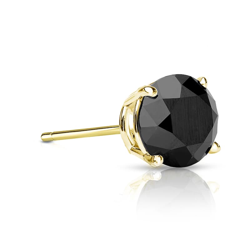 Auriya 1/3ctw Round Black Diamond SINGLE (1) Stud Earring 14k Gold - Yellow