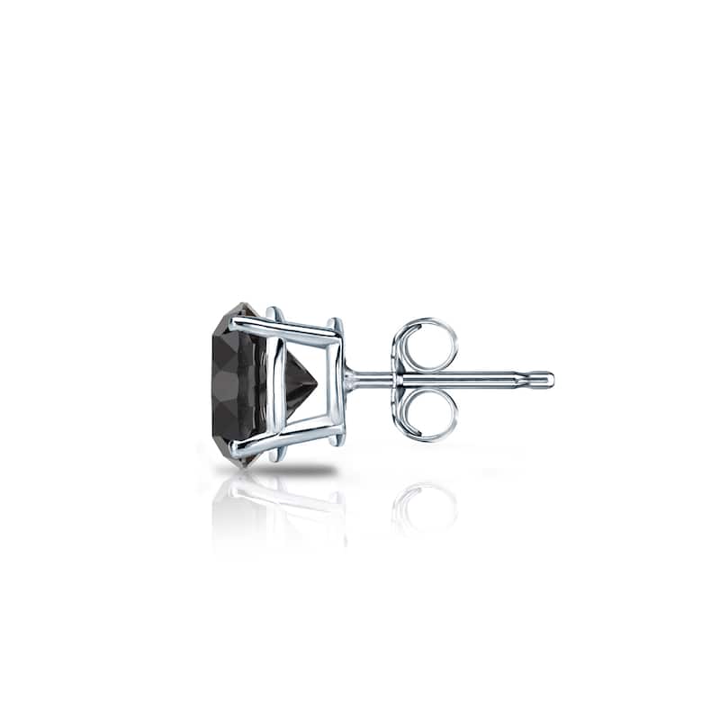 Auriya 14k Gold 1/2ct TDW Round SINGLE STUD (1)Black Diamond Earring