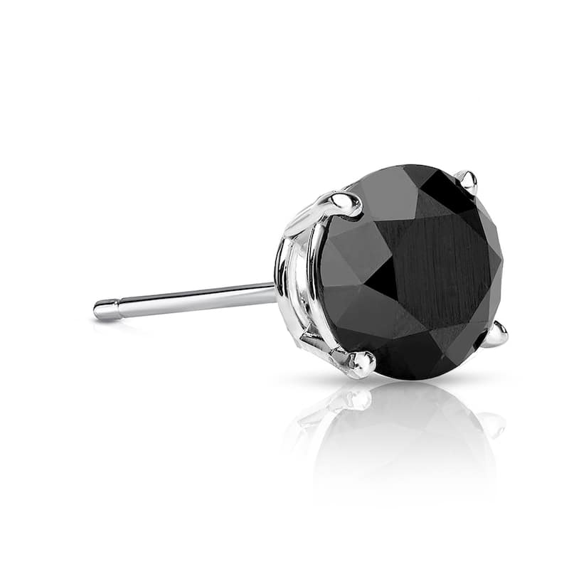 Auriya 14k Gold 1/2ct TDW Round SINGLE STUD (1)Black Diamond Earring