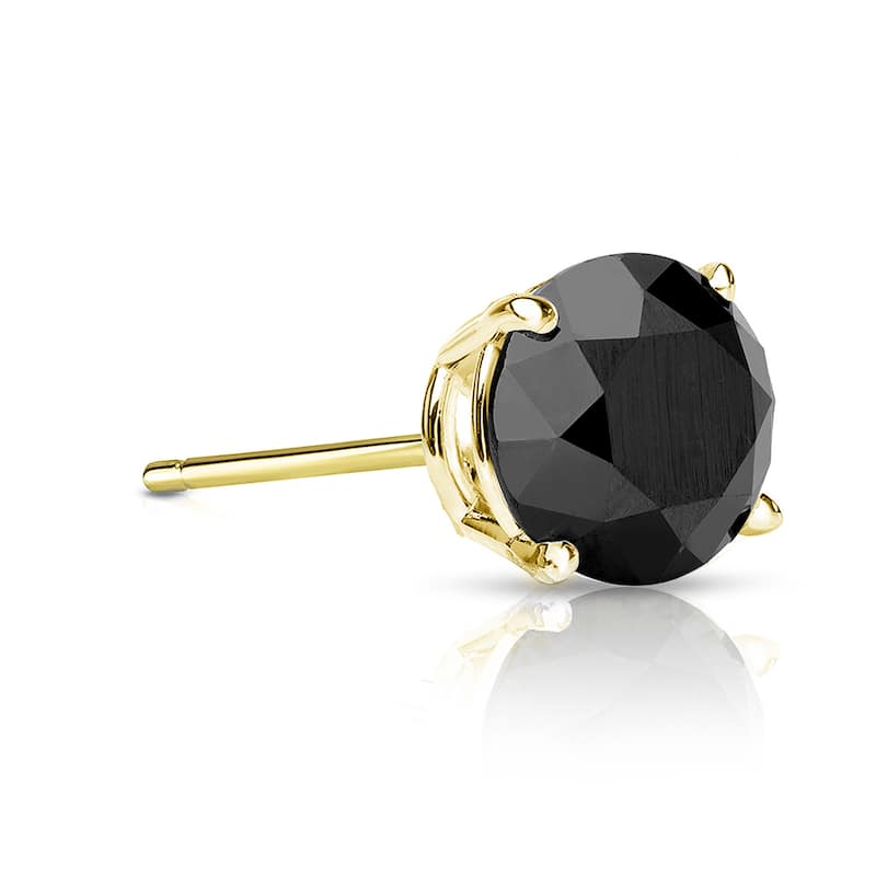Auriya 14k Gold 1/2ct TDW Round SINGLE STUD (1)Black Diamond Earring